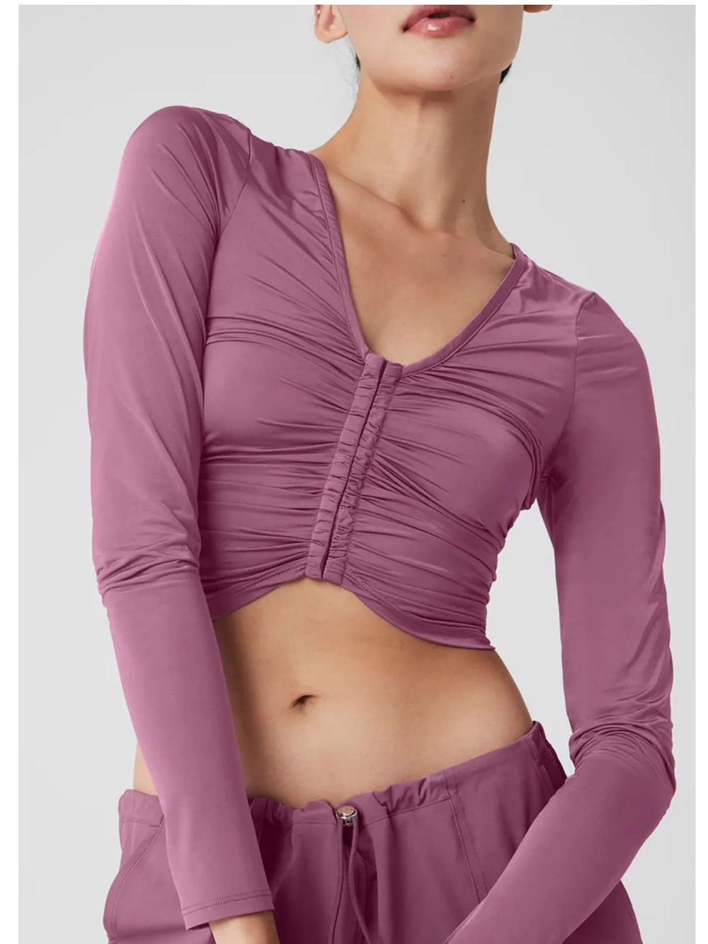 Alo Yoga Standout Cropped Long Sleeve Top In Soft Mulberry